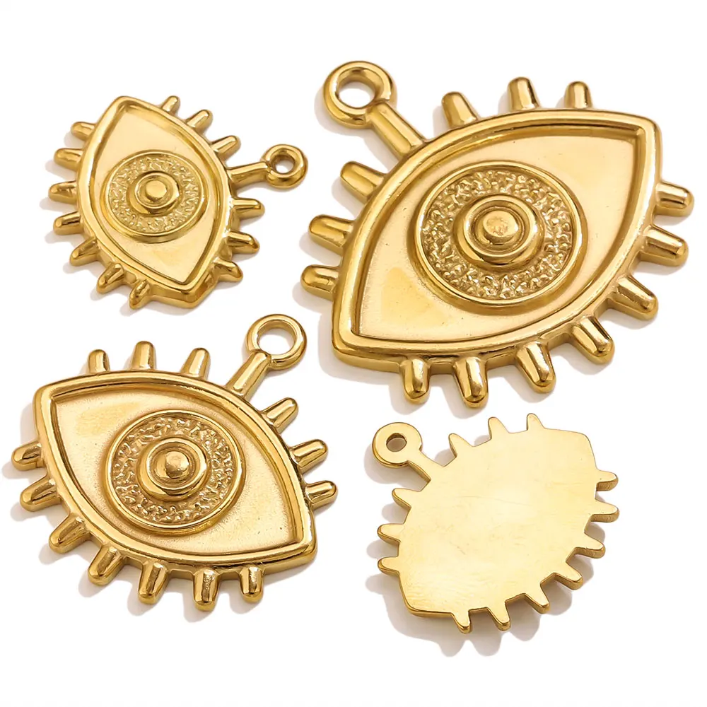 3PCS Stainless Steel Evil Eye Charms 18K Gold Metal Pendants Handmade Necklaces Bracelets DIY Craft Jewelry Making Accessories image 6