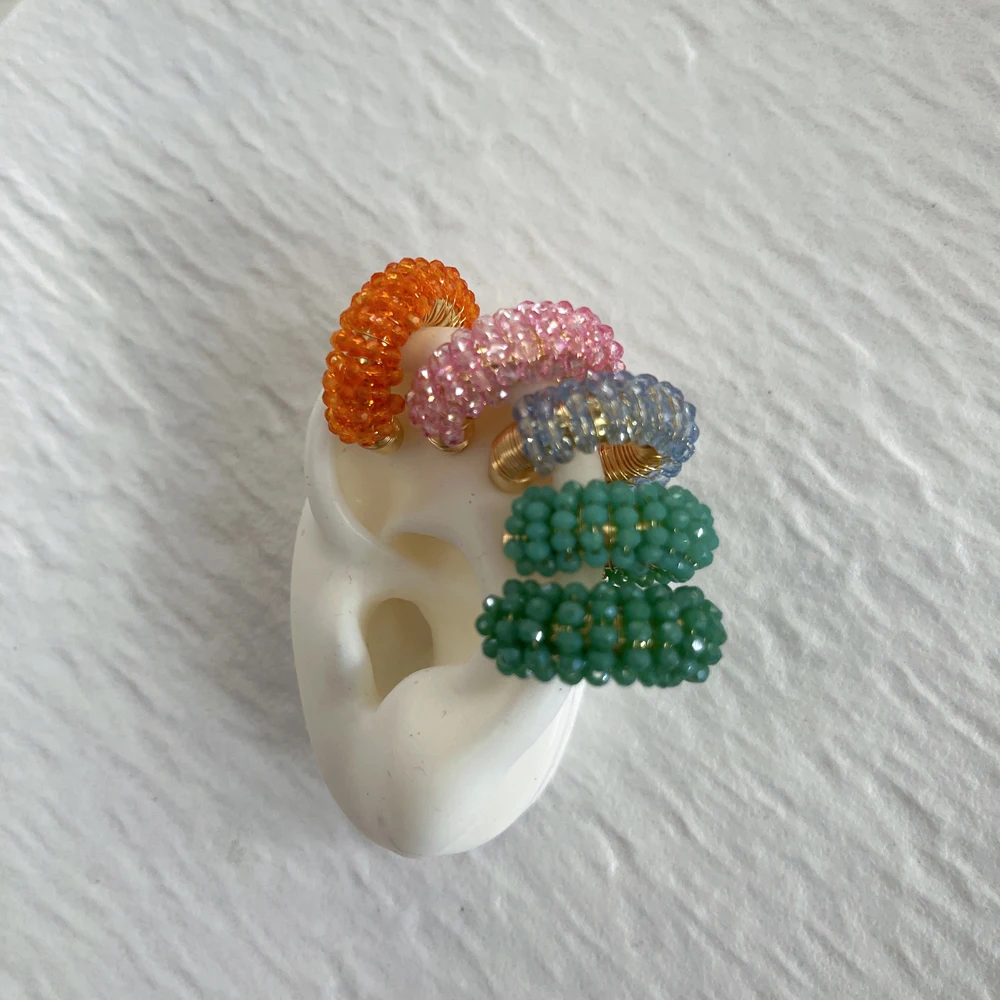 5 زوج/وحدة مجوهرات هيبوالرجينيك اليدوية الزجاج الخرز الكفة أقراط بوهو بيان أقراط الكفة للنساء