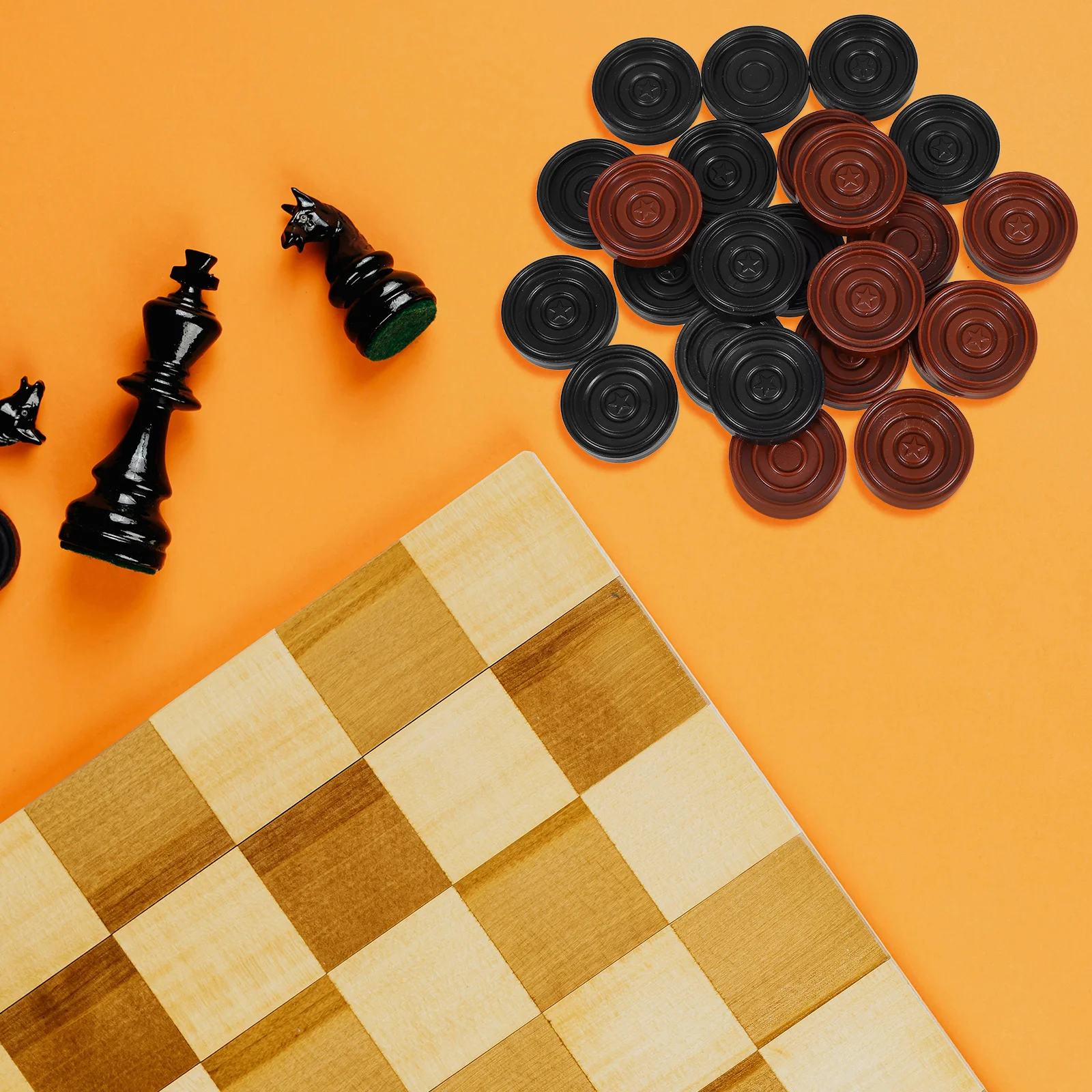 

24Pcs ABS Plastic Round Chess Pieces Checkers Replacement Board Game Accessories Backgammon Playing Chips Chess Pieces Only