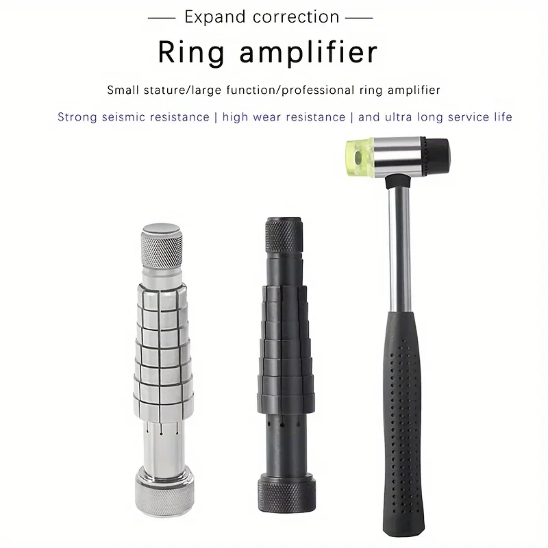 

2pcs Ring Expander Set with Hammer Adjustable Jewelry Sizer Tool for Metal Rings Small and Portable Ring Correction Equipment