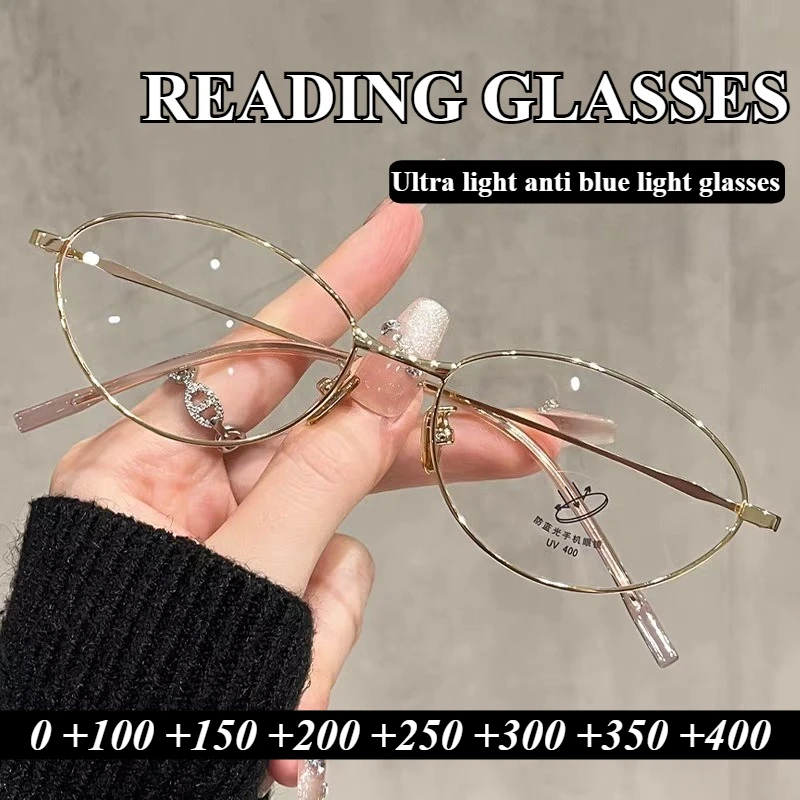 Modische ultraleichte Lesebrille, hochwertige Anti-Blaulicht-Lesebrille, ovale High-Definition-Brille mit kleinem Rahmen