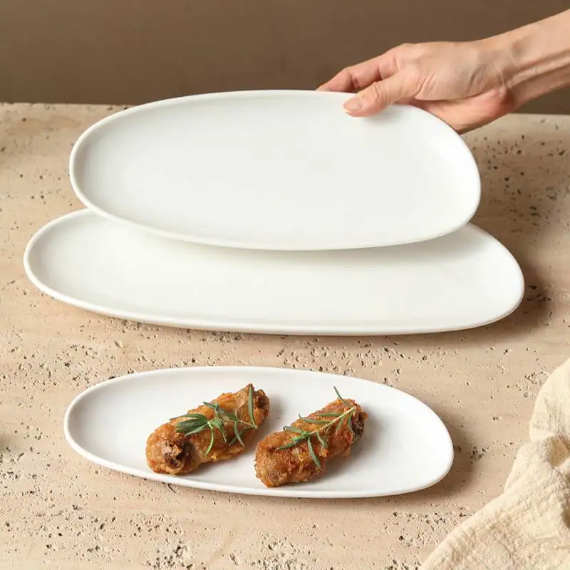 european-style-ceramic-long-sushi-plate-sashimi-tray-restaurant-appetizer-dish-chicken-wing-plate-dim-sum-plate-irregular-shape