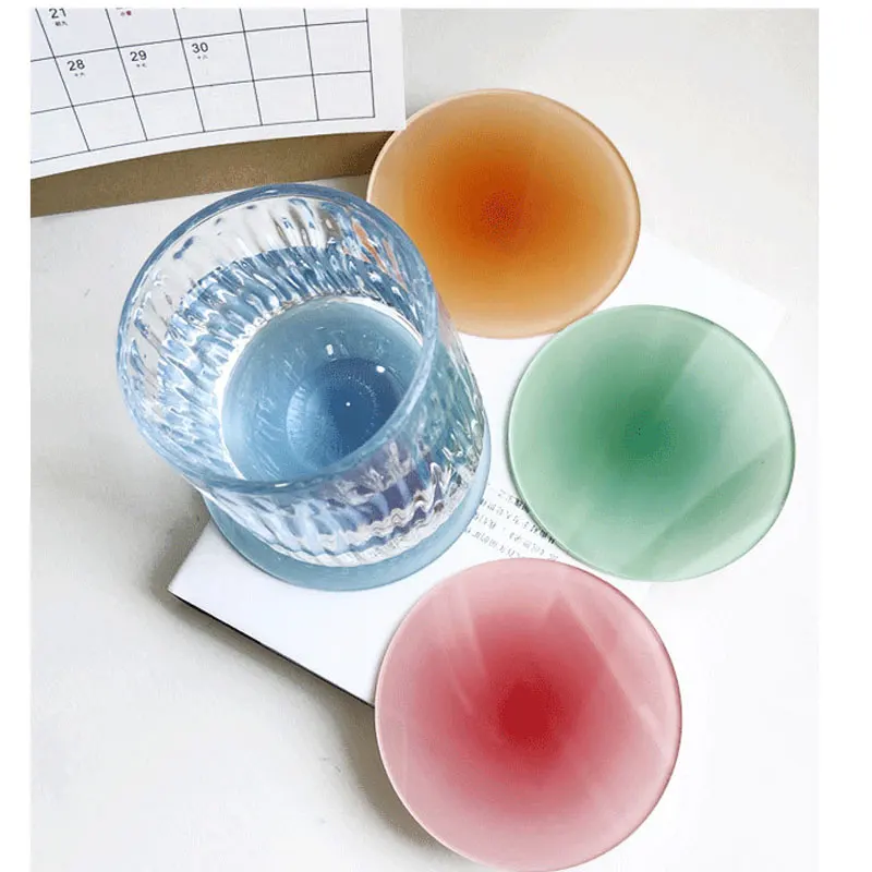 1PCS Gradient Color Drink Cup Coasters for Acrylic Round Heat Insulation Coffee Mugs Hot Pad Kitchen Tableware