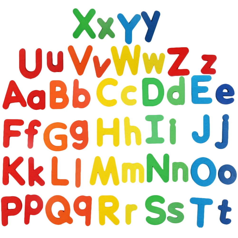 52pcs Wooden Alphabet Set Kids Educational Fine Motor Skills Learning Puzzle Toddler Birthday Gift Interactive Children Activity
