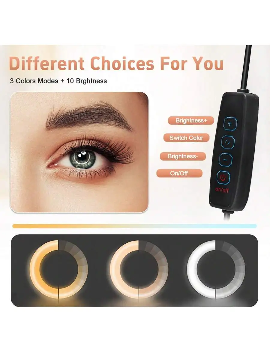 

10 Inch Ring Light With Tripod 3 Color Modes 10 Brightness Levels For Makeup Live Streaming Vlogging