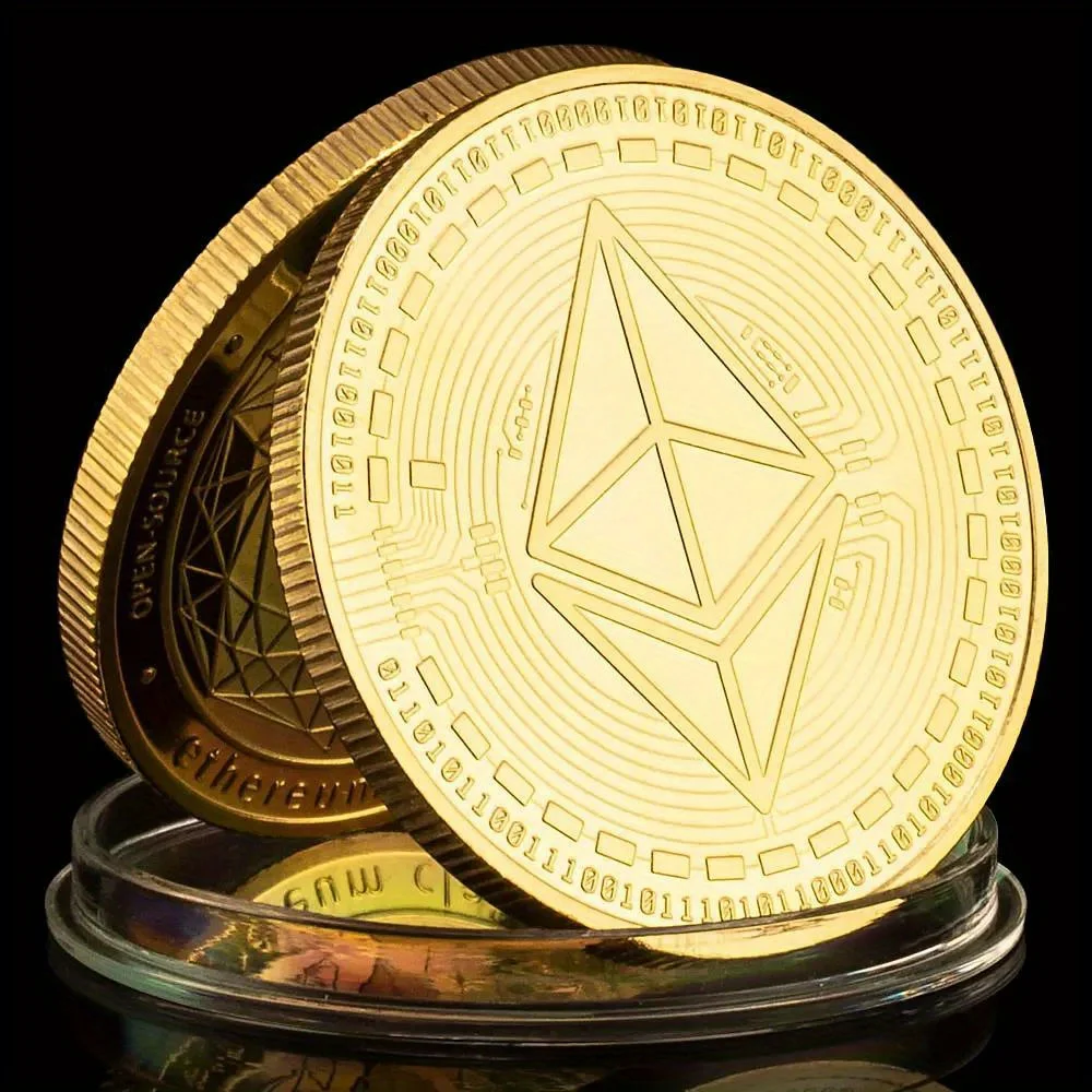 Ethereum Classic Souvenir Coin Physical Cryptocurrency Coin Golden Plated Gift Commemorative Coin Collection Art Ethereum Coin