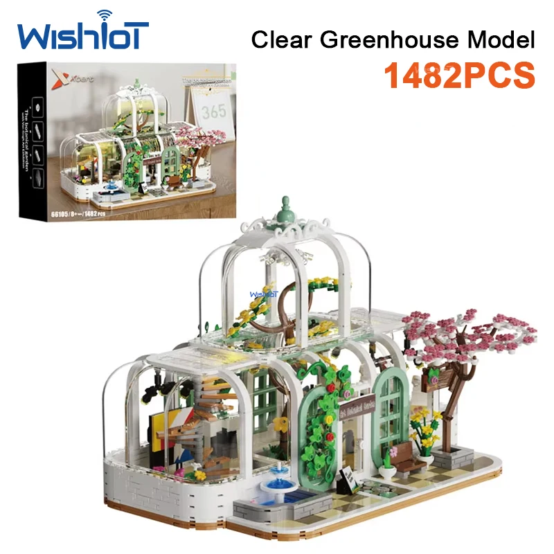 

1482PCS Botanical Garden Building Blocks Transparent Street Scene Flower House Model Desktop Ornament Youths Toys Holiday Gifts