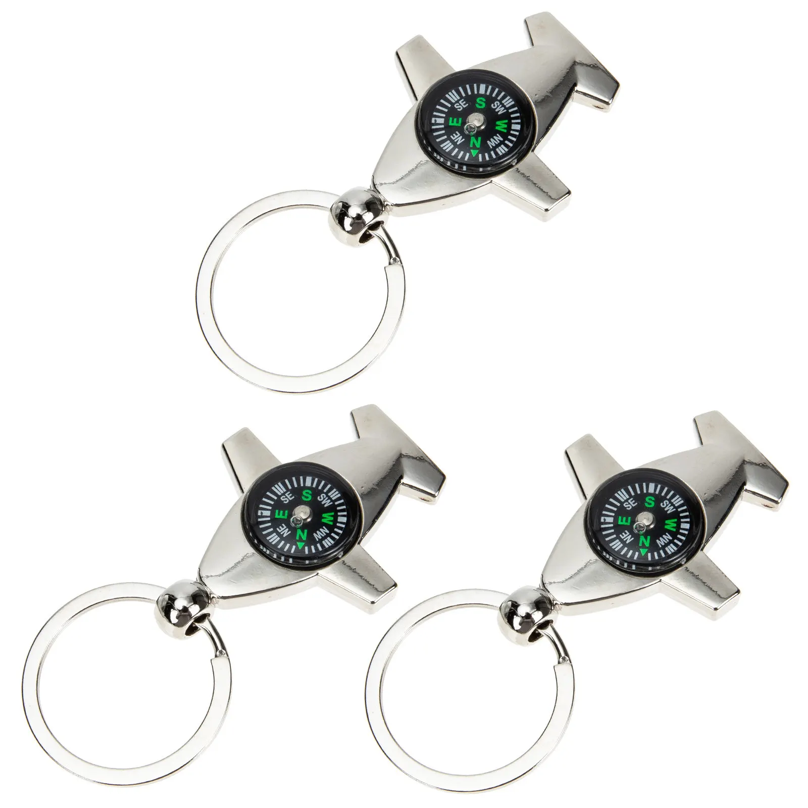 3Pcs Compass Key Ring Alloy Keychain Creative Small Key Pendant Bag Charm Gift Decoration Alloy Keyring Compass Keychain