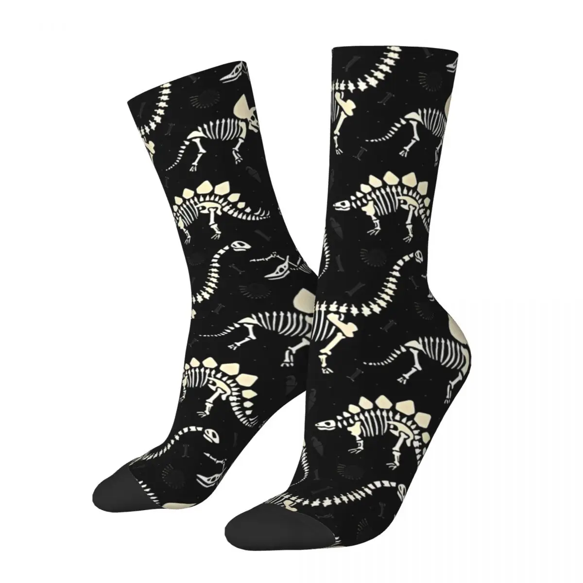 

Dinosaur Fossils In Black Stockings Men Socks High Quality Leisure Socks Spring Cycling Anti Bacterial Printed Socks Gift