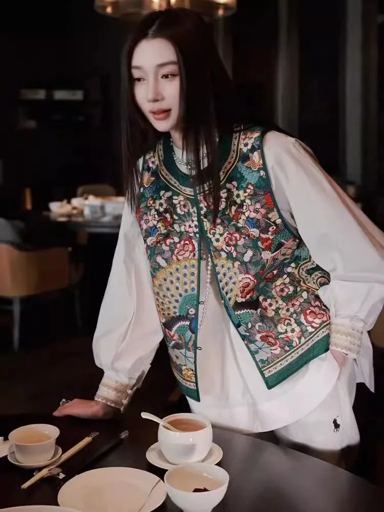 

Новый китайский комплект ханьфу: жилет и юбка для женщин, весна 2026, уникальный красивый принт, традиционный национальный стиль...