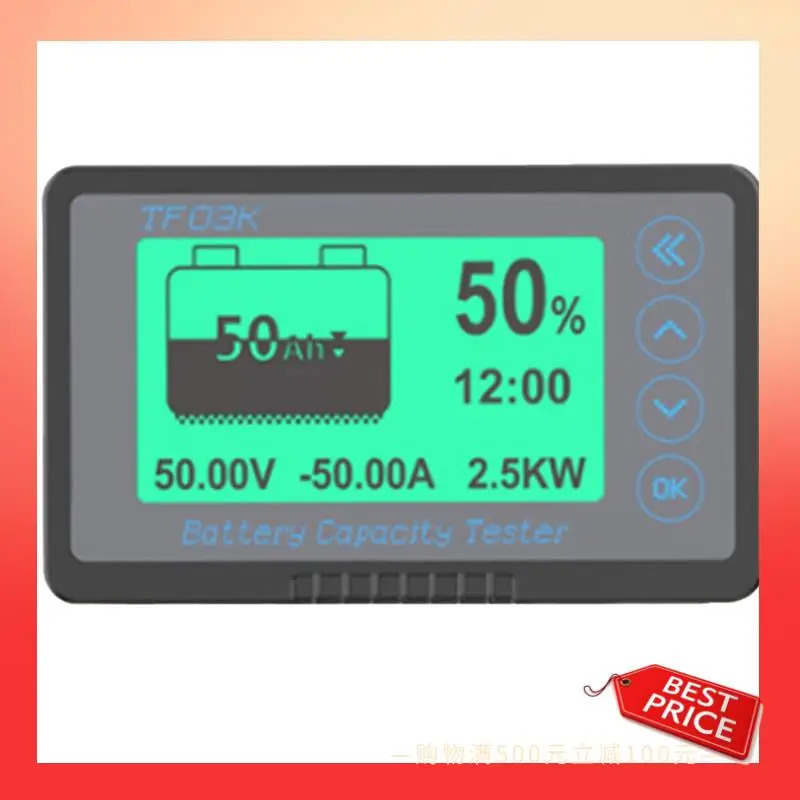 

ABNR High-Precision Battery Power Display Meter Battery Monitor Lifepo4 Power Display Voltage And Current Meter 500A (0-750A)