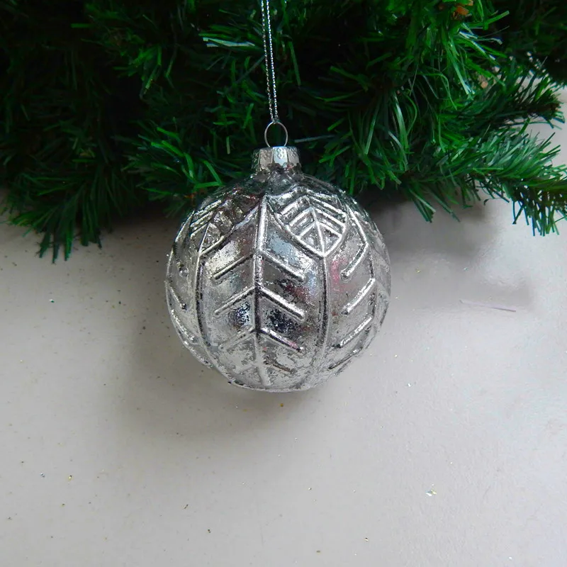

12pcs/pack Handmade Different Design Silver Painting Glass Pendant Friend Gift Christmas Day Hanging Globe Ornament