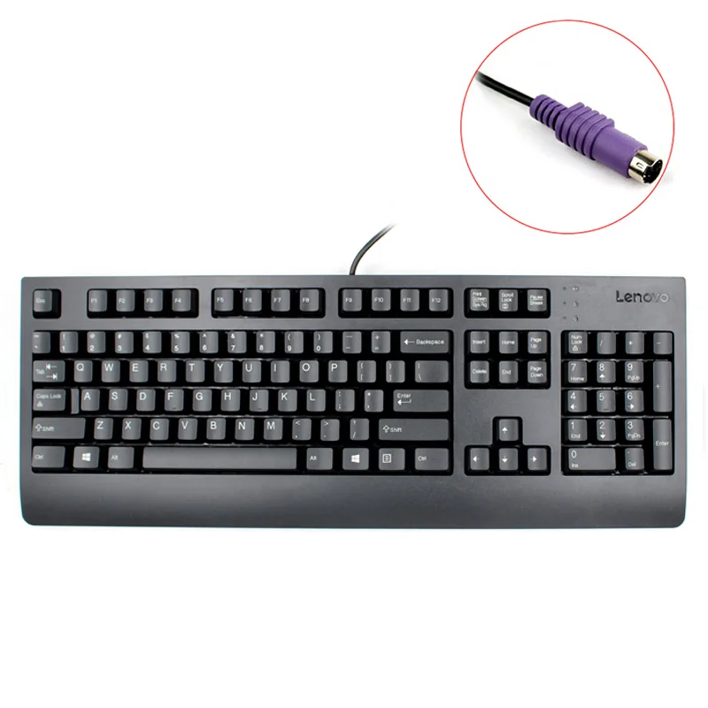Lenovo Keyboard Mouse PS2 Round Port Interface Wired Combo Red Dot Waterproof Ergonomics For Laptop Mini Pc Notebook Original