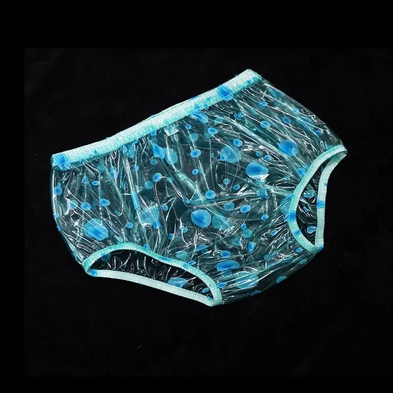 Slip sexy da uomo in plastica PVC trasparente impermeabile da donna Soft Bubble Dot Vita bassa a metà Lingerie erotica Fetish ABDL Mutandine leggere