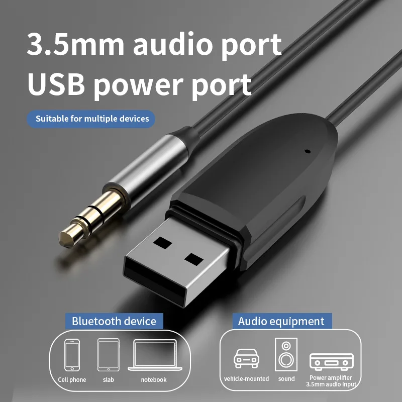 차량용 블루투스 5.4 Aux 어댑터, 무선 블루투스 5.0 리시버, USB 3.5mm 잭, 오디오 음악 마이크, 핸즈프리, 자동차 스피커용