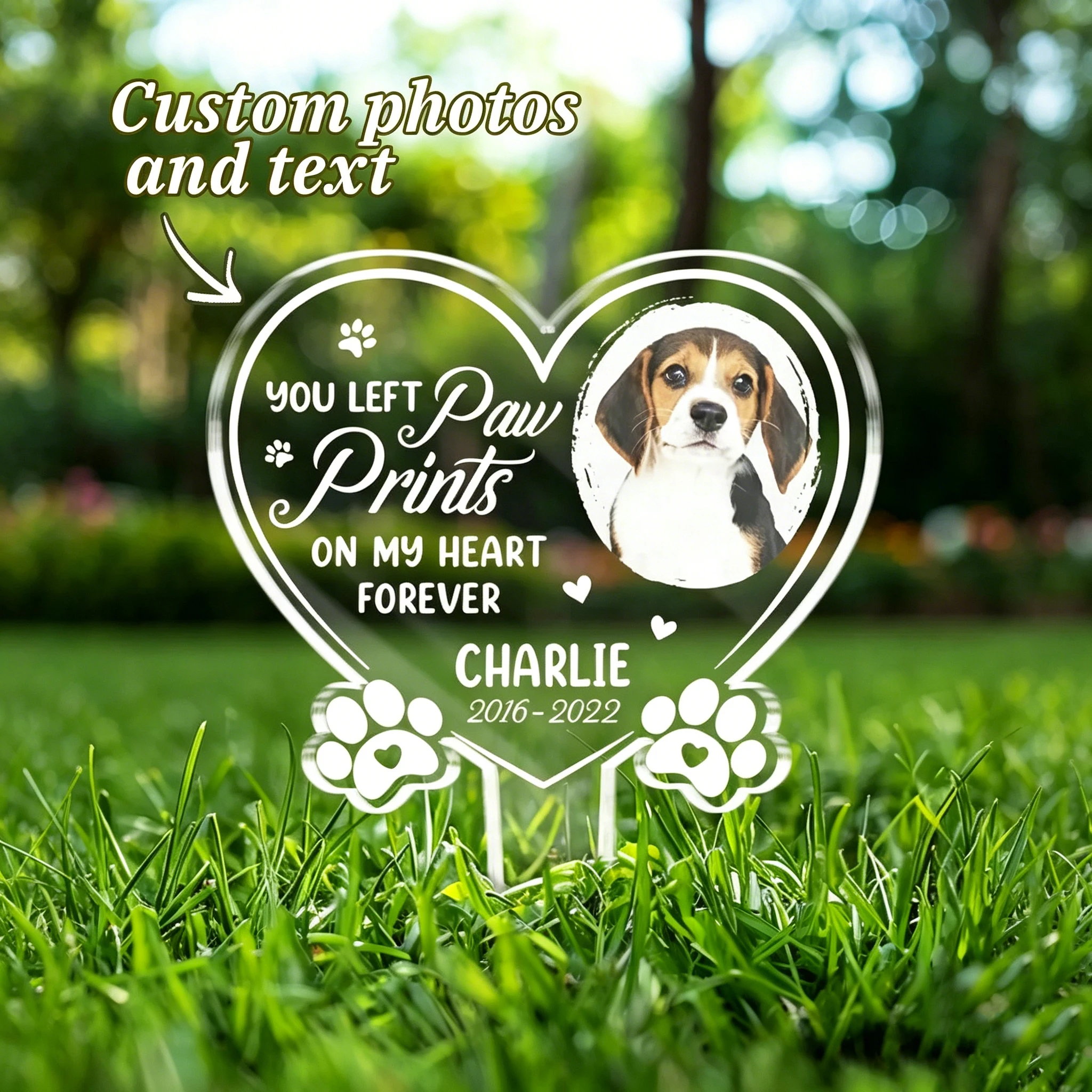 Custom Personalized Heart-Shaped Acrylic Garden Stake,Outdoor Garden Decoration,Pet Loss Gift,Remembrance Gift,Condolence Gift