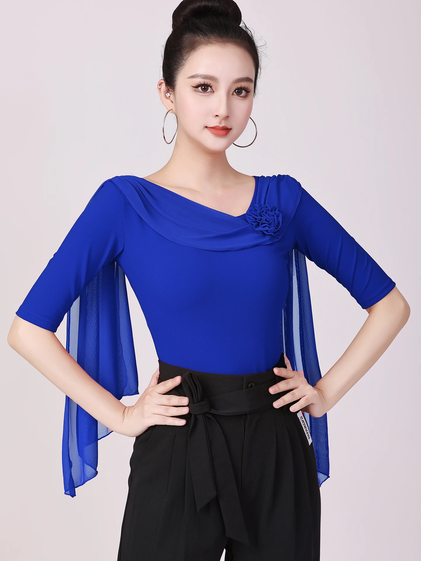 

Профессиональная одежда для современных танцев, топы со средними рукавами для женщин и взрослых, летняя новая одежда для бальных танцев, латинских танцев