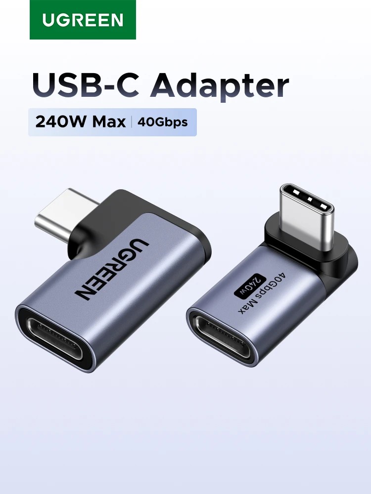 UGREEN Adapter USB-C żeński na USB-C męski, kątowy, 3 szt./2 szt., obsługuje szybkie ładowanie 240W i 40 Gbps, do Macbooka, iPada, telefonu — zdjęcie produktu 7