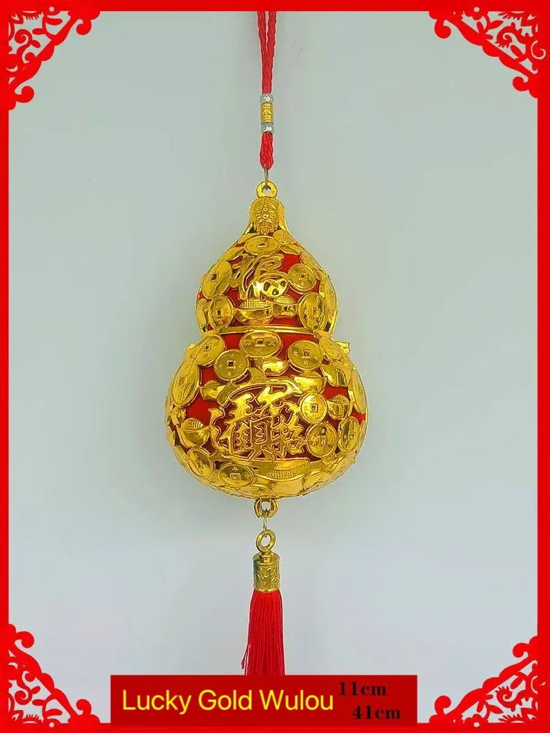 

Lucky Gold Gourd Ornaments for Home Office Shop Decorations Plastic Stamping Fengshui Wulou Opening Wedding Bar New Year Gifts