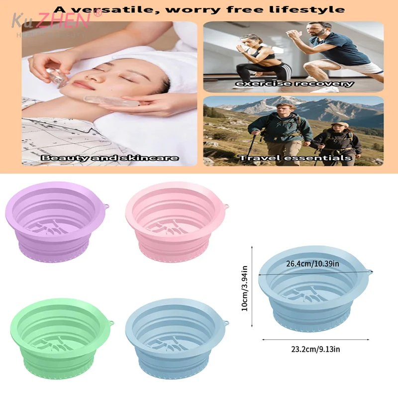 المحمولة الوجه وعاء حمام الجليد للوجه يغرق غمس الوجه للطي الجليد الوجه مغسلة الوجه أداة العناية بالبشرة للسفر المنزل