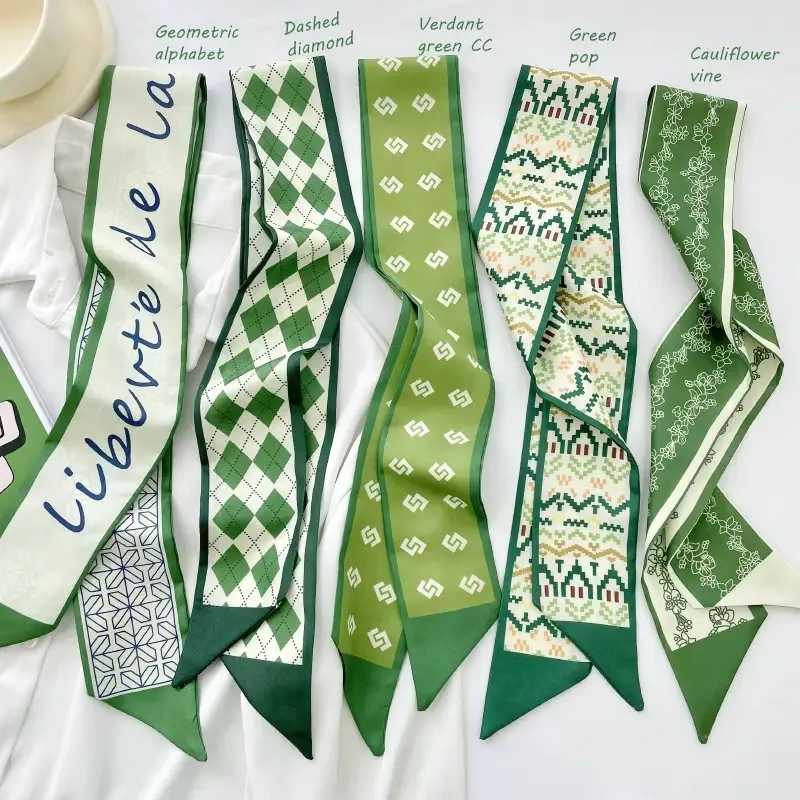 

Summer Scarf Brand Design Women Skinny Bag Scarves Hair Band Neck Silk Scarf Ladies Foulard Headband Headdress Accessories