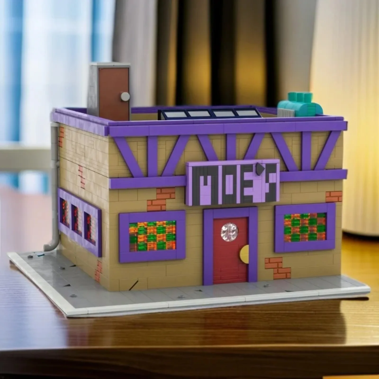

Simpsoned Moeed Tavern Building Bricks Kit House Blocks Рождественские подарки для игрушек для мальчиков и девочек (136 шт.)