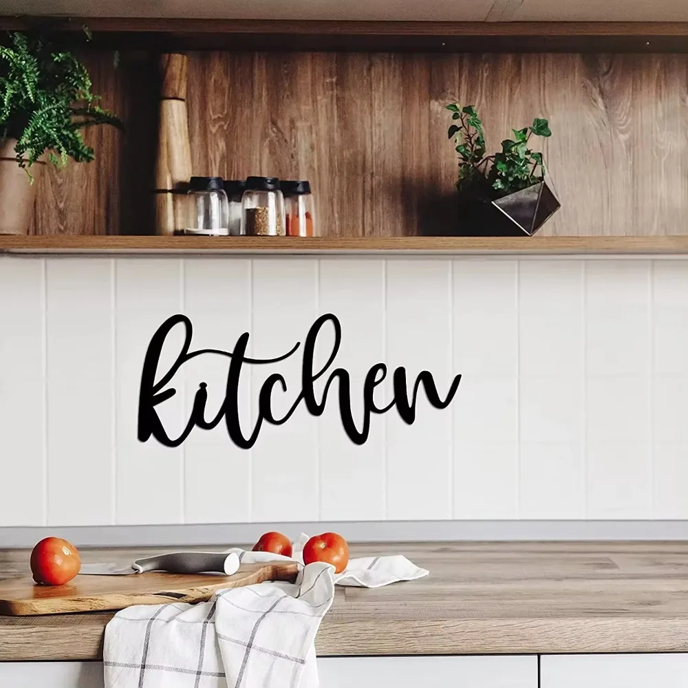 Kitchen Hanging Metal Cutout Word Wall Art Perfect Decor for Home Restaurant Dining Room Walls