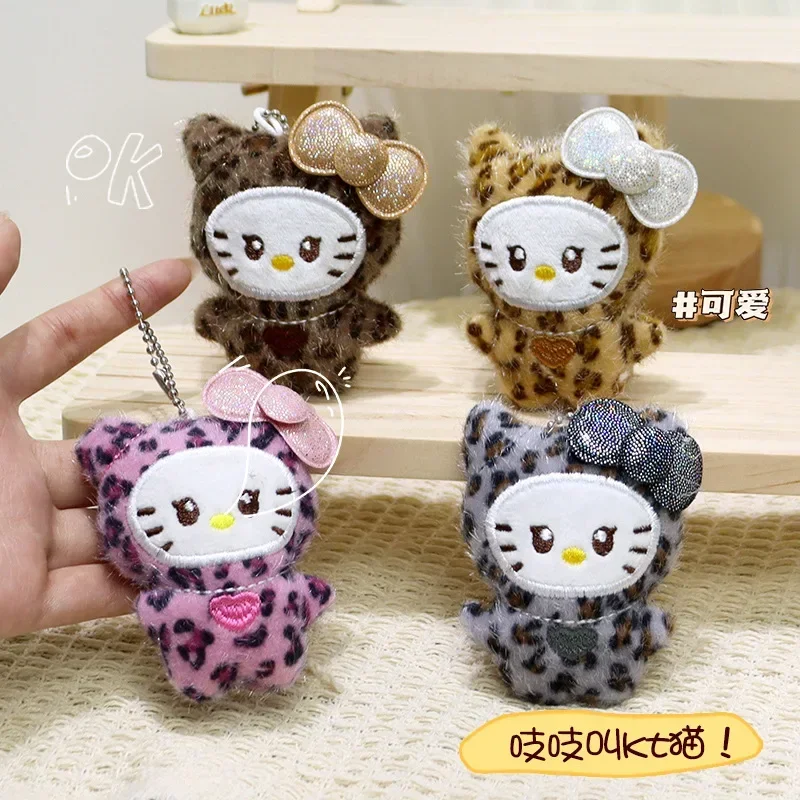 20pcs Sanrio Cute Cartoon Leopard Print Little Cat It Will Scream HelloKitty Clothing Decoration Accessories Bag Hanging Pendant