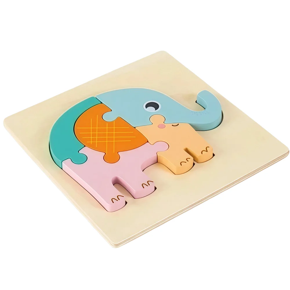 3D 어린이 나무 퍼즐, 만화 동물 퍼즐, 동물 인지 2 in 1 조기 학습 퍼즐 세트