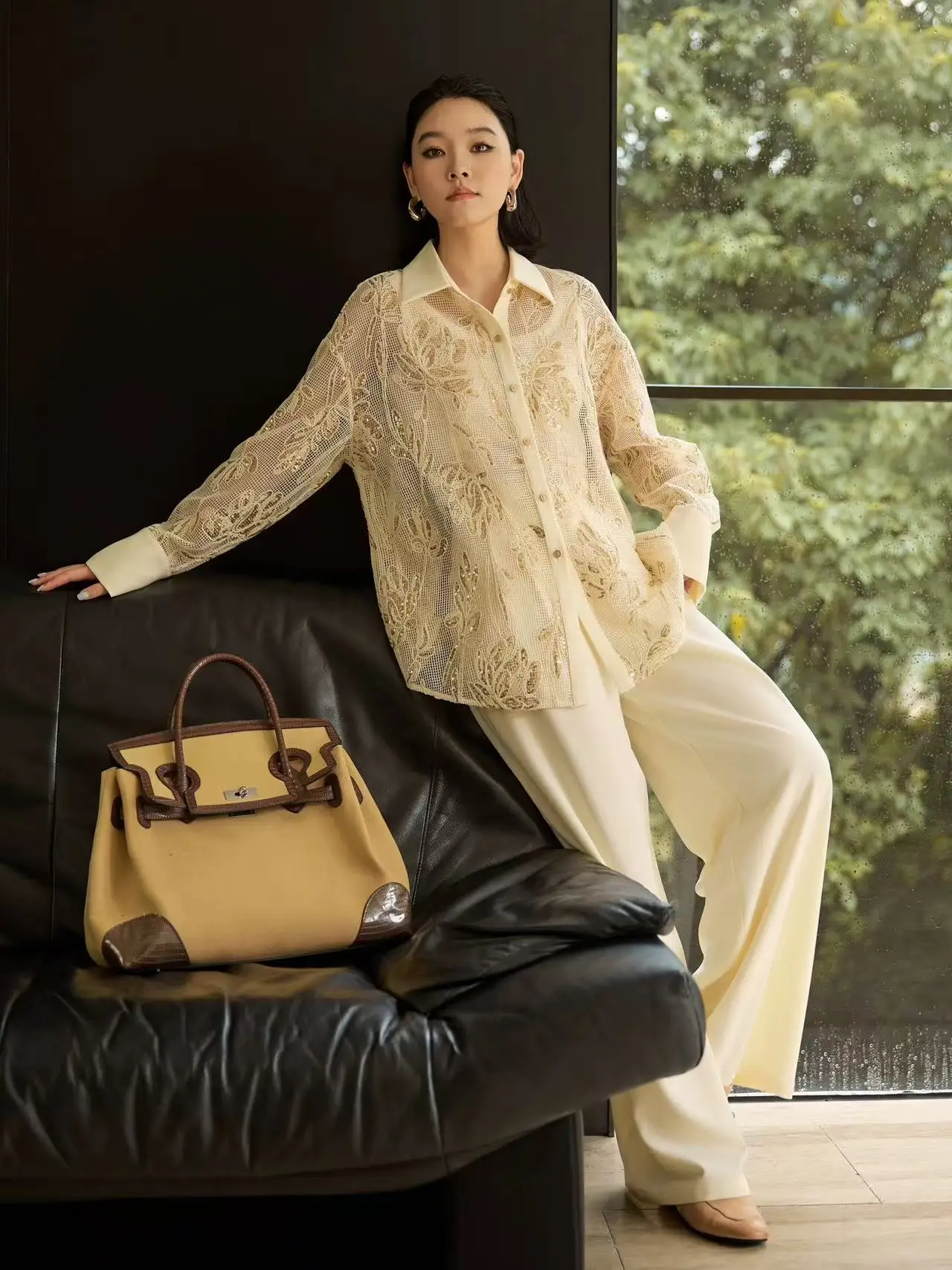 新作 スパンコール刺繍シャツ ブラウス レディース 長袖 ルーズ カジュアル トップス 女性服