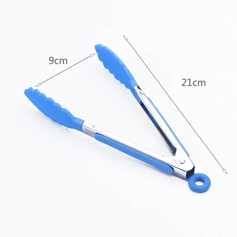 Silicone Food Tong Stainless Steel Kitchen Tongs Silicone Non-slip Cooking Clip Clamp BBQ Salad Tools Grill Kitchen Accessories