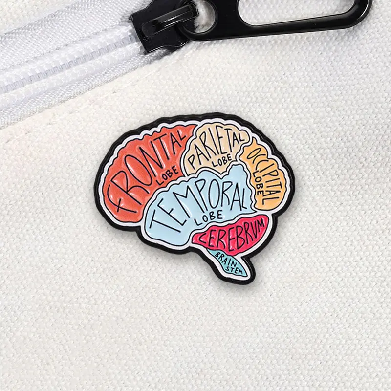 Brain Anatomy Lobes Cerebrum Stem Enamel Badge Science Education Diagram Alloy Pin Brooch Jewelry Gifts For Medical Student 3