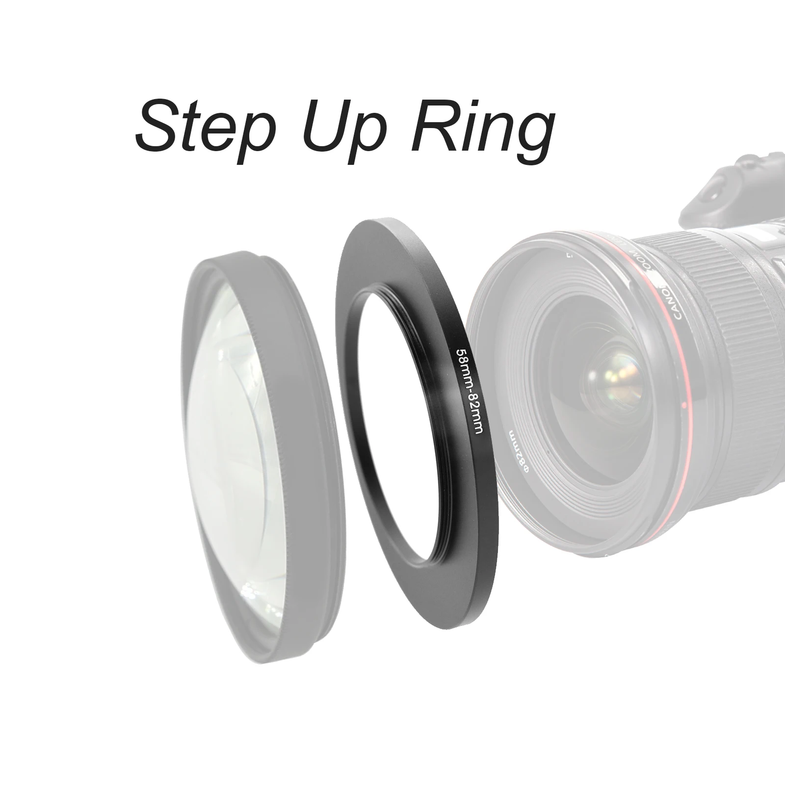 LinGo 58mm-82mm Step Up/down Ring Lens Filter Adapter Ring 58-52mm Stepping Adapter Camera Adapter Ring