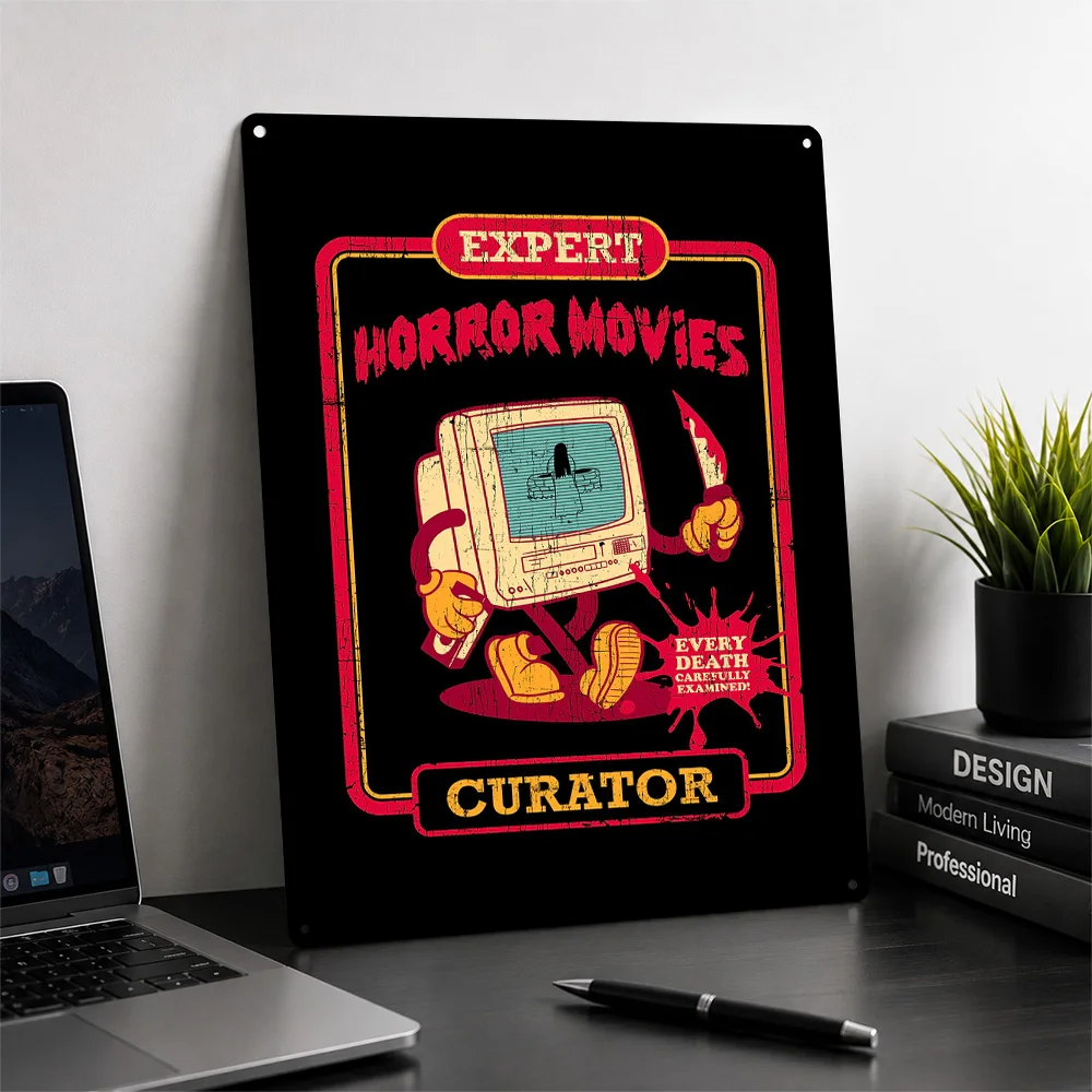 Expert Horror Movies Curator Poster Retro 3D Printed Metal Signs Customized Wall Hanging Gift for Bedroom Decoration Room Art