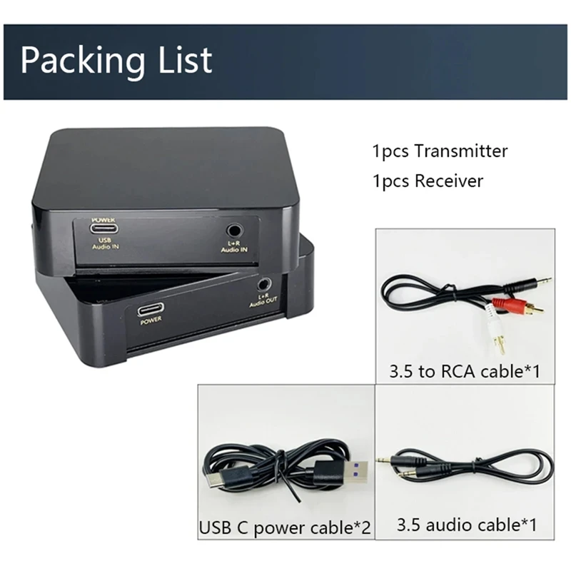 200m uhf alta fidelidade digital transmissor sem fio receptor de áudio estéreo adaptador música transceptor para ipad portátil