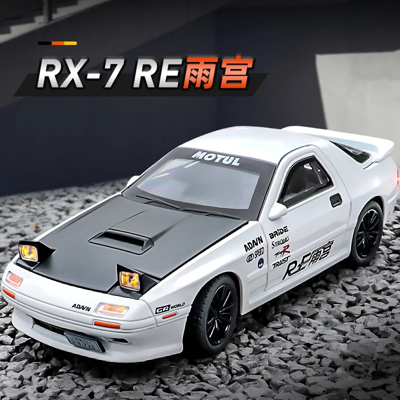 

Модель спортивного автомобиля RX7 1:32 из сплава, литая под давлением, модифицированная гоночная машина, модель транспортного средства со звуком и светом, имитация, детские игрушки, подарок
