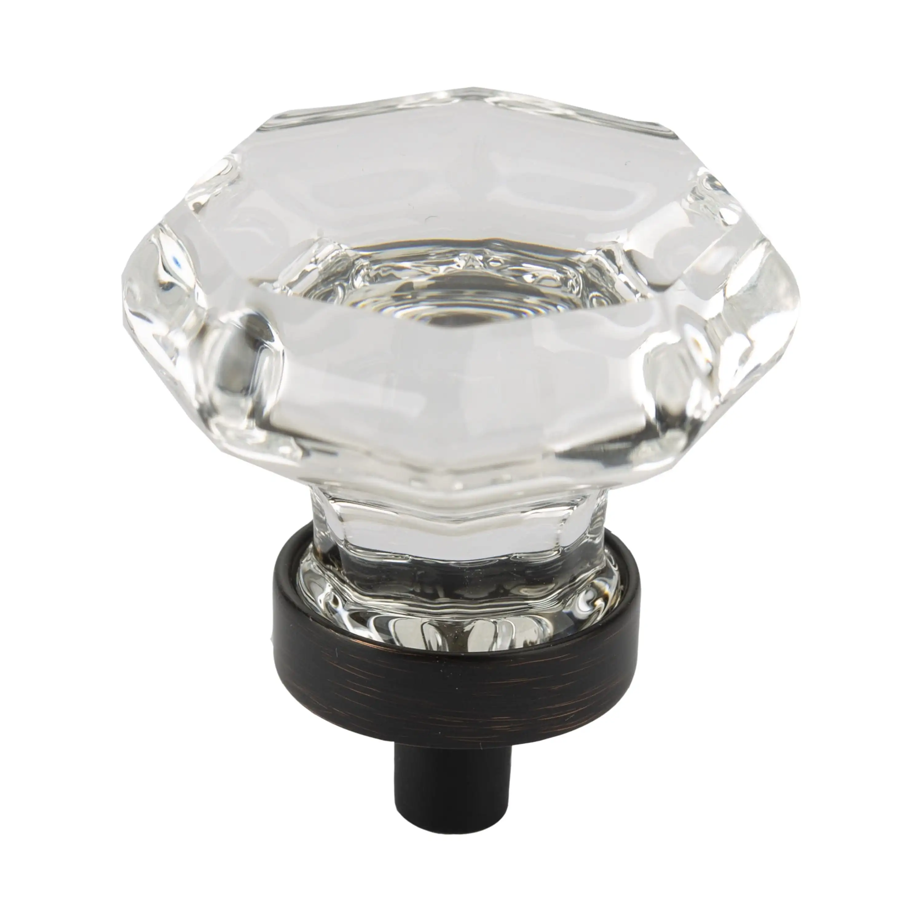 1-7/16 (36mm) Clear Glass Geometric Knob, Oil Rubbed Bronze, 10Pack