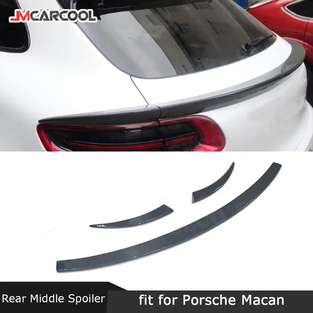 

JMCARCOOL Carbon Fiber Rear Roof Spoiler Boot Middle Wings For Porsche Macan 2014 - 2018 Trunk Trim Sticker Car Styling
