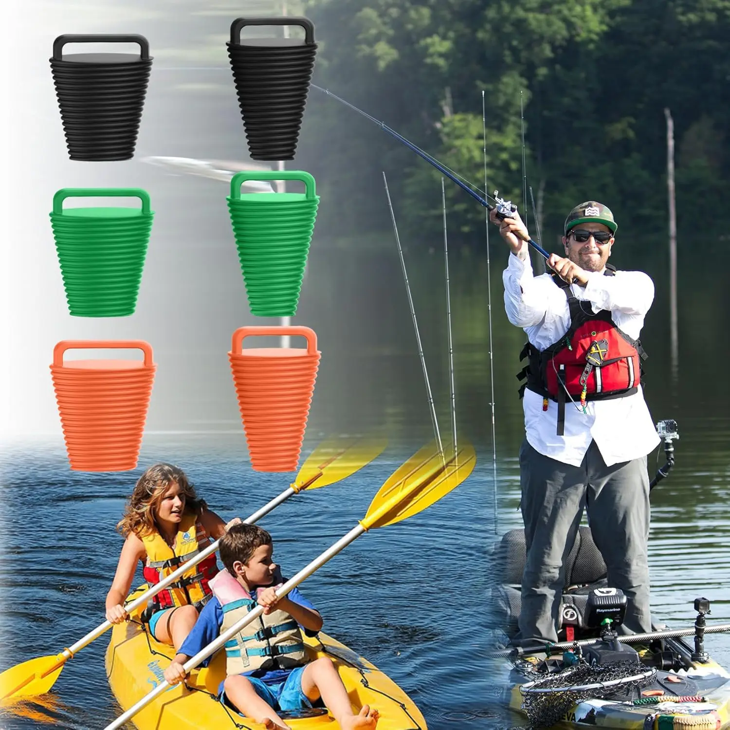 8 Pcs Kayak Scupper Plugs Kit with Silicone Handles 2 Sizes Non-Slip Easy Installation