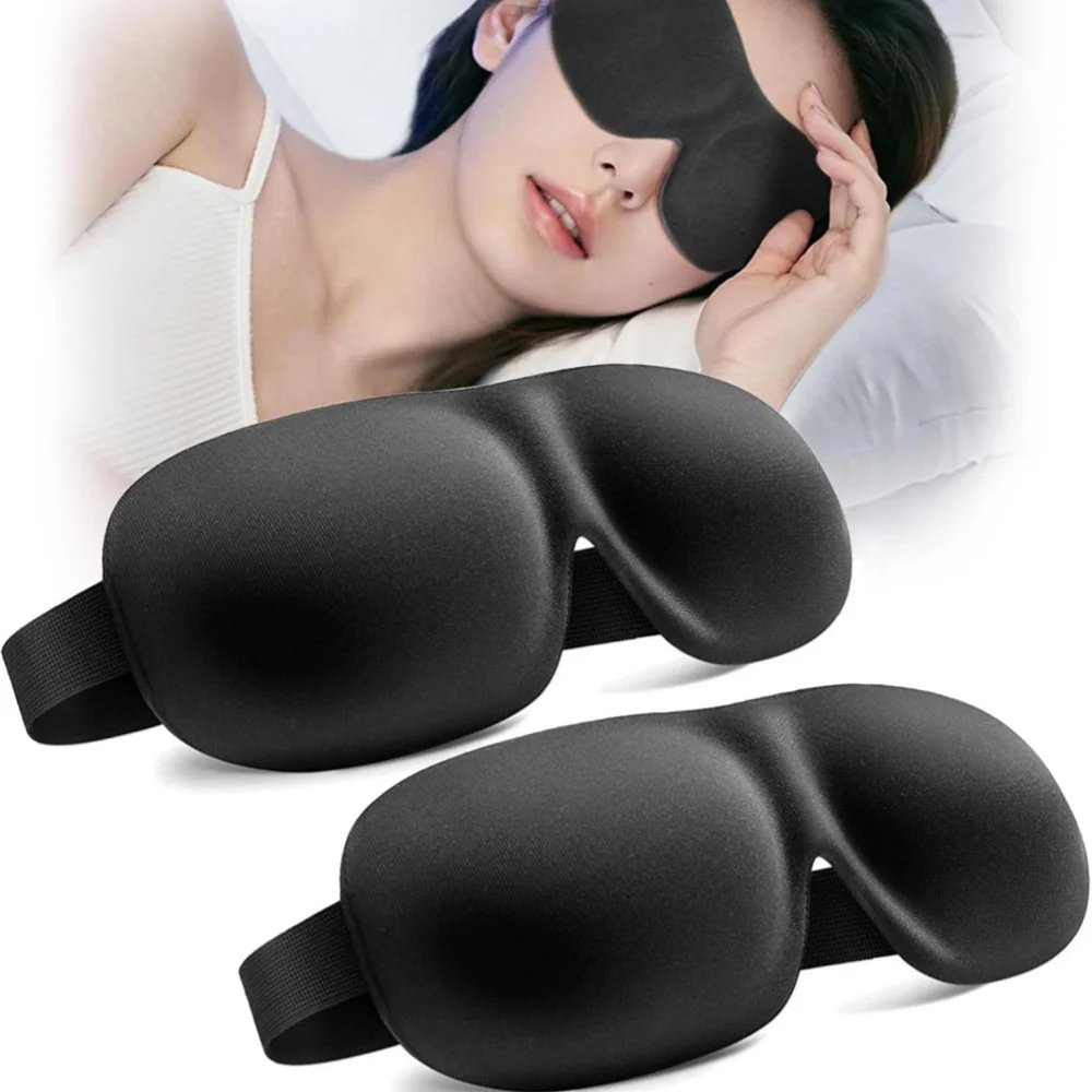 3D Memory Foam Sleep Mask Full Light Block Zero Eyelid Pressure Washable Adjustable Velcro Portable Travel Sleeping Blindfold