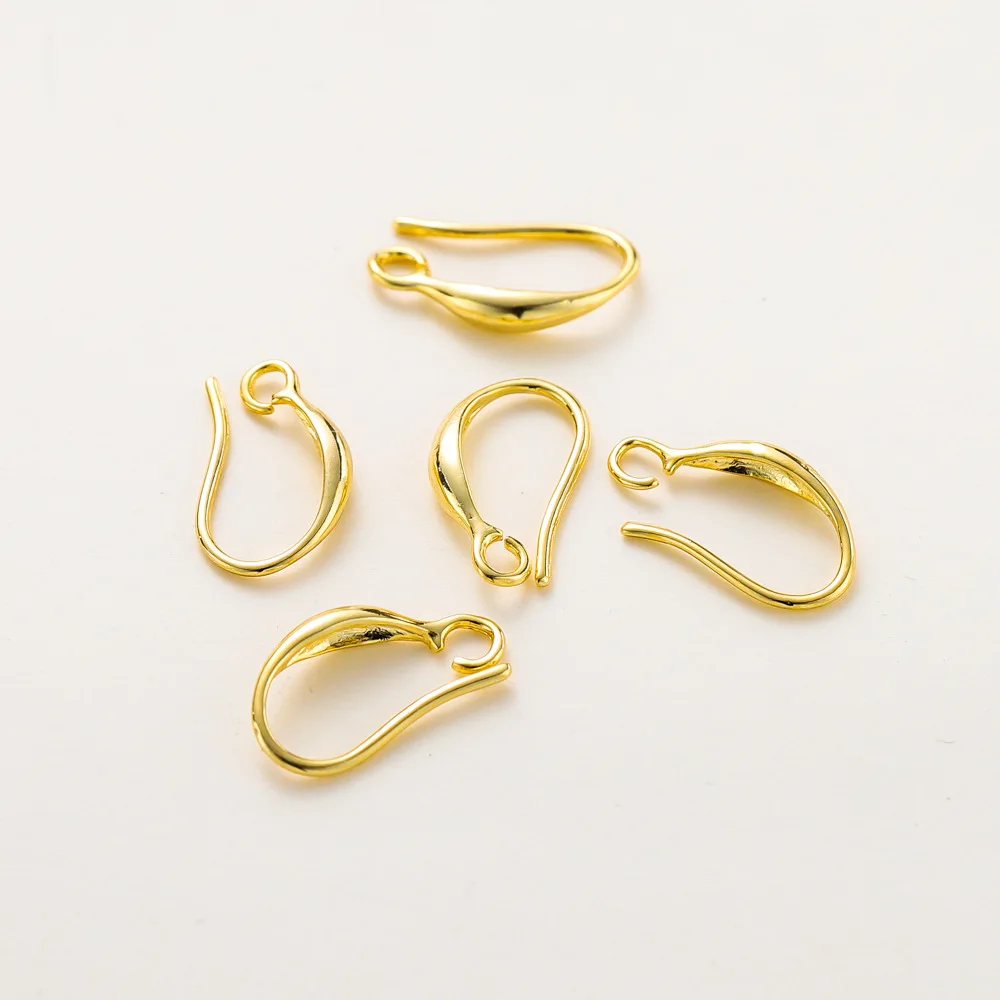 10pcs Hot Selling 18K Genuine Gold Ear Hook Color Preservation Ear Hook Small Light Hook With Opening Ring DIY Ear Accessories