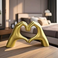 Creative Heart Hand Statue Abstract Hand Love Figurines Living Room Bedroom Modern Home Desktop Wedding Decoration