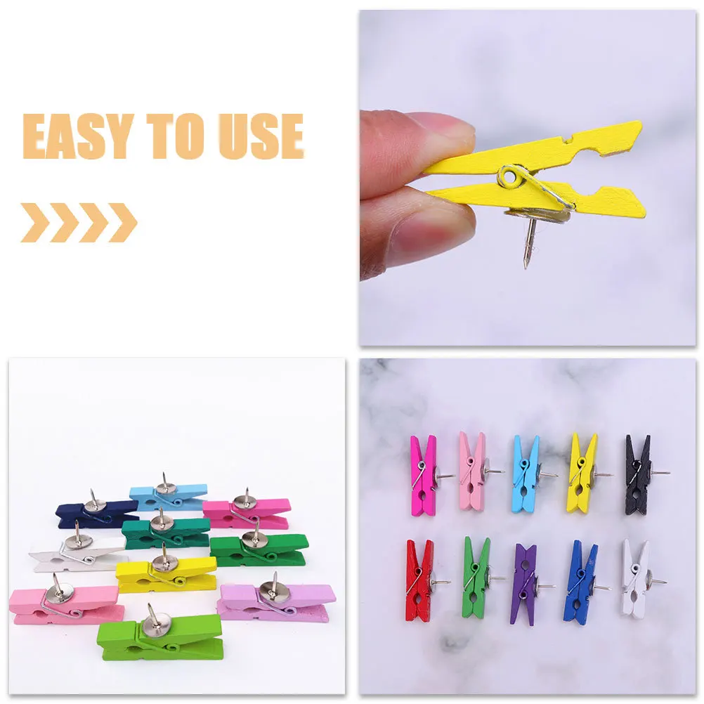 50 قطعة دبابيس الملابس الخشبية مسامير الإبهام لطيف المسامير الزخرفية عرض الصور لوحات مكتب المنزل استخدام ألوان متنوعة