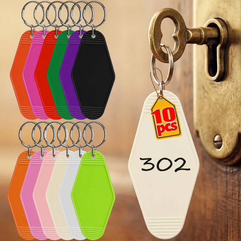 1/10Pcs DIY Custom Logo Plastics Keychain Blank DIY Room Card Hotel Motel Movie Keyring TV Show Office Fans Funny Accessories