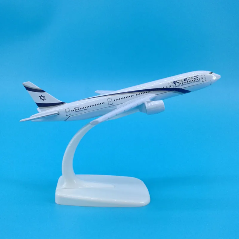 Diecast 1:400 Scale B777 El Al Air  Airlines Model with Base Alloy Aircraft Plane Display Model Toy Collection about 16CM