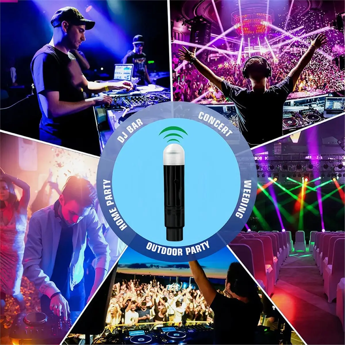 Dj 2.4G Wireless Receiver with Built-in Battery for Professional Stage & DJ Lighting EU Plug