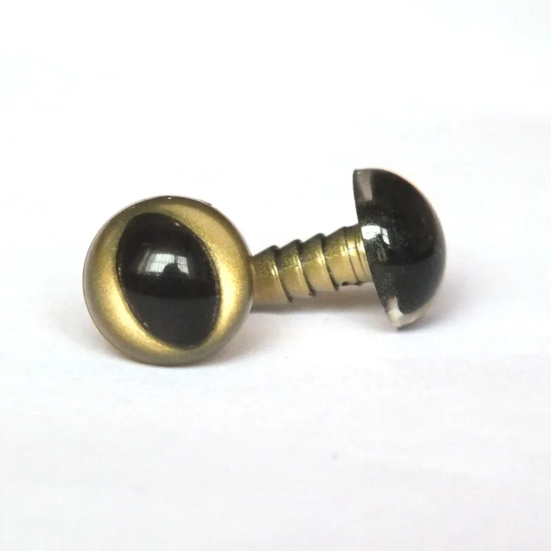 100pcs/lot 12mm Gold Color Plastic Toy Safety Cat Eyes With Washers