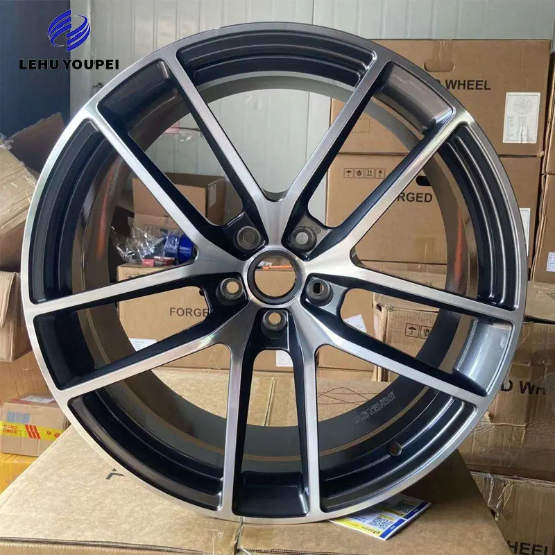 20 Inch 5x112 Black Machine Staggered Forged Alloy Wheel Rims