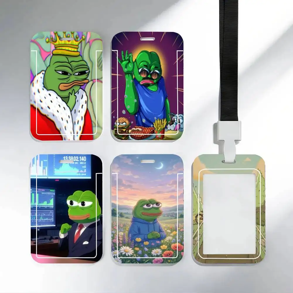 Sad Frog P-Pepe    ID Card Holder Neck Strap Pendant Door Badge Holder Lanyards Keychain Work Credential Case Gift