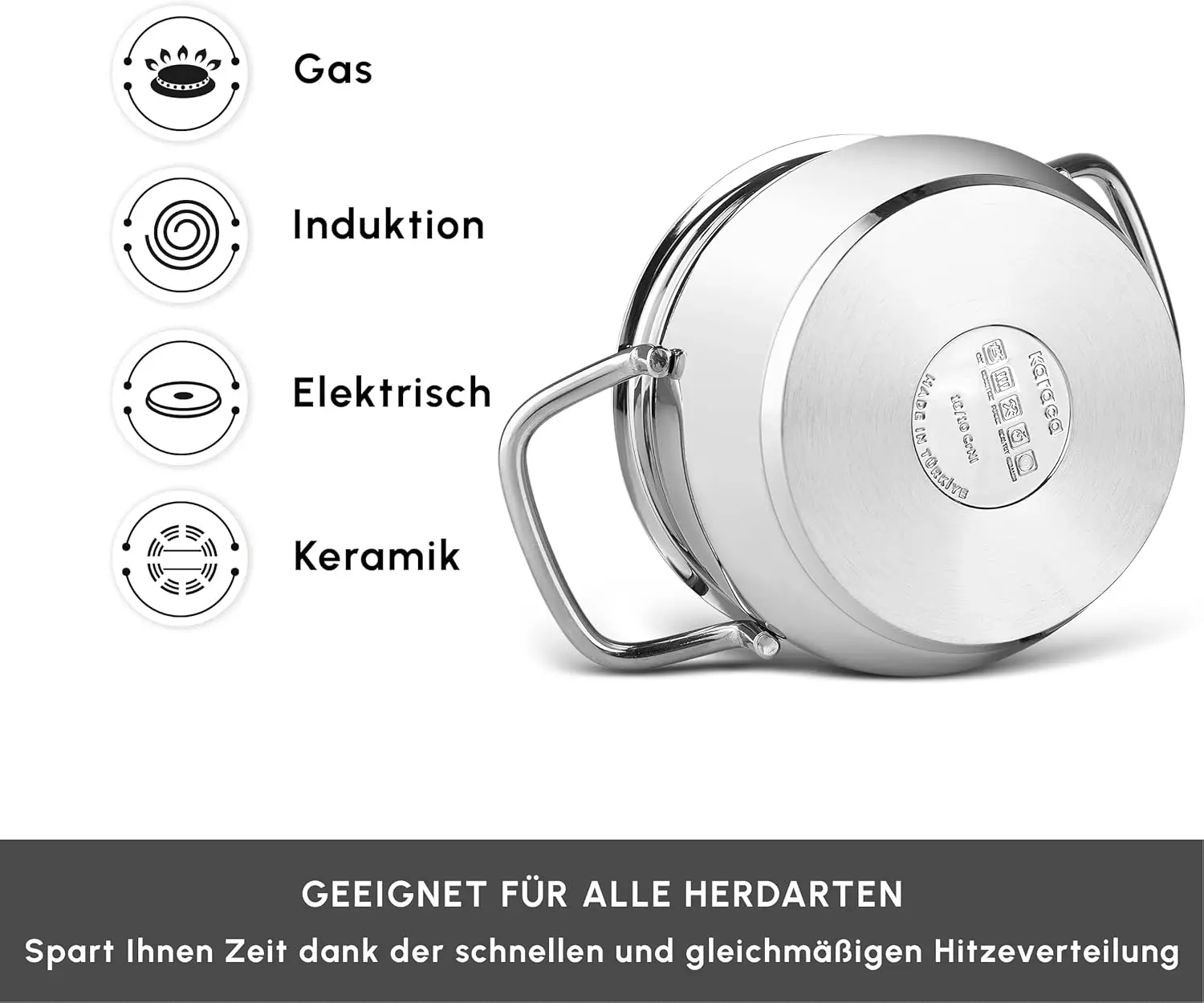 طقم أواني طهي مكون من 8 قطع مصنوع من طقم أواني فولاذية، طقم أواني طهي، أطقم أواني طهي، ستانلس ستيل، مناسب للحث مع غطاء زجاجي